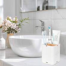 Toothbrush Holders Bathroom Countertop, Detachable Toothbrush Holder With Divider Toothbrush And Toothpaste Organizer Storage (3 Slots White) - màu đen - Xem 8
