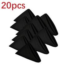 CozRhythm 6/10/20/50条装黑色布餐巾，尺寸17x17英寸/20x20英寸，100%涤纶材质，可水洗，适用于派对、婚礼和晚宴。 - pure black - 查看 20