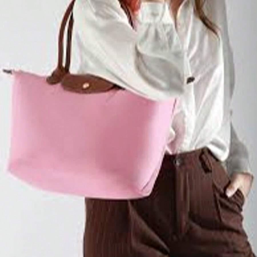 Dumpling Portable Nylon Shoulder Bag, Fashionable Makeup Clothing Storage For Girls, Large Capacity, Commuter Crossbody Bag - 粉色 - 查看 1