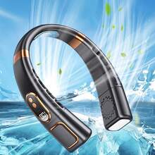 Portable Neck Fan With LED Display, Chargeable Bladeless Personal Fan, 5-Speed Operation, USB Powered Desk Fan, 5th Gen Night Running Fan With Lights
