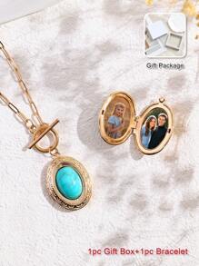 Custom Photo Necklace, Vintage Women Brass Pendant Necklace With Southeast Asian Style, Personalized With Family, Friends, Lover, Kid, Pet Photos, Birthday, Thanksgiving Gift For Mom, Meaningful Commemorative Necklace