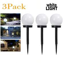 3 件套太阳能草坪灯，LED 圆形球形地面通道景观灯，白色球形泡泡球户外庭院自动开启灯 - 白色 - 查看 13