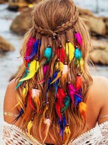 Bandana de mujer, diademas hippie, accesorios para el cabello con arcoíris, diadema bohemia con plumas, diadema turbante, banda deportiva, cinta para el cabello de moda