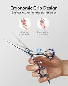 Hair Cutting Scissors, ULG Professional Hair Scissors 6.5 Inch Right-Hand Razor Edge Barber Shears Salon Hair Cutting Shears Made Of Japanese Stainless Steel, Hand Sharpened Blue - Xanh lam-5,5 inch - Xem 4