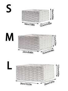 1 件/3 件编织储物篮，桌面收纳托盘，用于存放化妆品、钥匙、零食、家居装饰，手工藤条篮，适用于卧室、客厅、书房、办公室，是理想的礼物（白色） - 白色 - 查看 6