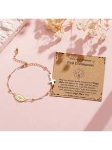 Catholic Gifts For Women, Virgin Mary Cross Charm Bracelet, Confirmation, First Communion Baptism, Christian Religious Jewelry, Gifts For Daughters Sisters Granddaughters