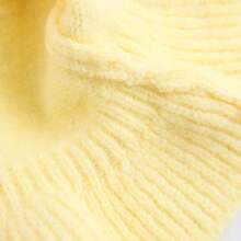 Women's Solid Color Knit Button, Ruched Trim, Pearl Frill Trim Long Sleeve Sweater, Autumn/Winter - Yellow - View 7