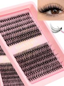 240 piezas Conjunto de extensiones de pestañas falsas con rizo D, mezcla múltiple de 10D+20D+30D pestañas postizas gruesas y tupidas, mechones de pestañas suaves, con maquillaje natural para ojos, longitud de 8-16mm apta para fibra de mink fina e impermeable con efecto 3D, adecuada para maquillaje natural, dramático y diario, kit de racimos de pestañas postizas para cosplay.