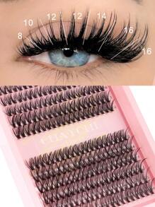 240 piezas Conjunto de extensiones de pestañas falsas con rizo D, mezcla múltiple de 10D+20D+30D pestañas postizas gruesas y tupidas, mechones de pestañas suaves, con maquillaje natural para ojos, longitud de 8-16mm apta para fibra de mink fina e impermeable con efecto 3D, adecuada para maquillaje natural, dramático y diario, kit de racimos de pestañas postizas para cosplay.