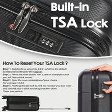 Carry On Suitcase ABS Hard Shell Lightweight Small Trolley Travel Cabin Luggage With  Double Spinner Wheels TSA Lock , 21" - Black - View 3