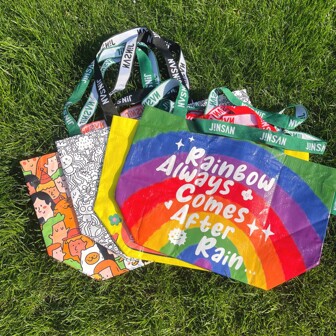 1pc Fashionable Personalized Letter Printed PP Woven Tote Bag, Waterproof Shopper Bag Suitable For Shopping, Travel, Back To School, Party