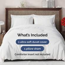 Cover Queen Size Set - Extra Soft Queen Size Duvet Cover 90 X 90 With 2 Pillow Shams - Hotel Luxury Easy Care And Fade Free W/ Zipper Closures & Ties - Breathable Bedding Set (Light Sage Green) - 01 - 白色(無被子) - 查看 2