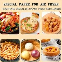 Papel especial descartável para fritadeira a ar, óleo de silicone de alta qualidade com dupla face, papel manteiga redondo antiaderente e almofadas de papel para cozinhar, revestimento interno antiaderente, à prova de óleo, à prova de vazamentos, resistente a altas temperaturas, adequado para fornos e micro-ondas