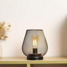 1PC Metal (Iron) Cage Table Lamp, Battery Powered (Batteries Not Included), LED Edison Style Bulb For Bedroom, Home, Wedding, Party, Patio, Indoor, Outdoor, Valentine's Day Ambiance Decoration Table Lamp, Novelty Night Lights