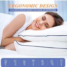2PCS Top Quality Bed Pillows For Sleeping Standard Size 48CM X 74CM, Set Of Cooling And Supportive Full Pillows, Hotel Quality With Premium Soft Down Alternative Fill For Back, Stomach Or Side Sleepers - White - View 4