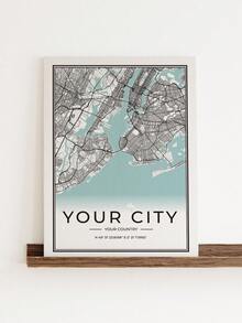 1pc Modern Style Personalized City Map Canvas Poster Wall Art, Custom Cover Poster For Home Decor, Canvas Prints For Living Room Bedroom Kitchen Game Room Home Decor,  Perfect Gift And Decoration, Frameless / Inner Frame Gift - Multicolor - View 5