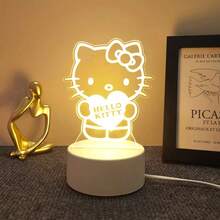Lámpara de escritorio USB de acrílico 3D Sanrio - Serie Retro, Decoración de escritorio, Luz cálida interface USB, Luz nocturna cálida para habitación y dormitorio, Adecuado para hogar, vacaciones, cumpleaños, sin batería requerida - incluye cables