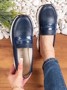 Women Loafers Shoes - Navy Blue - View 1