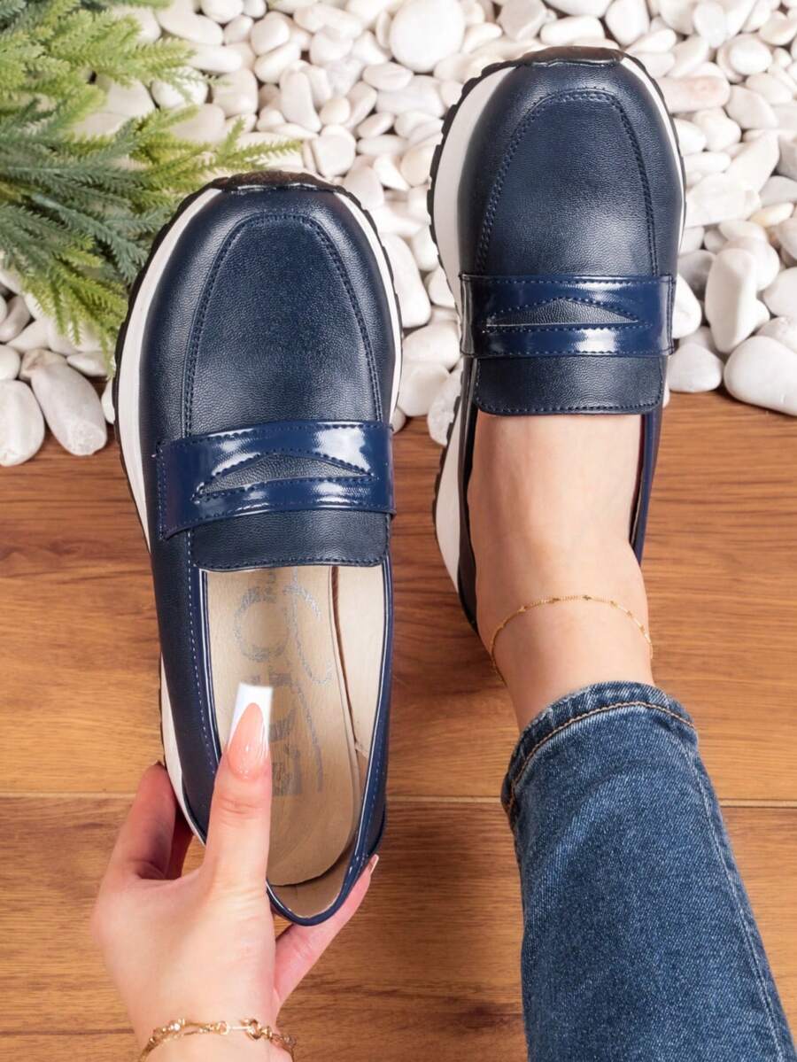 Women Loafers Shoes - Navy Blue - View 1