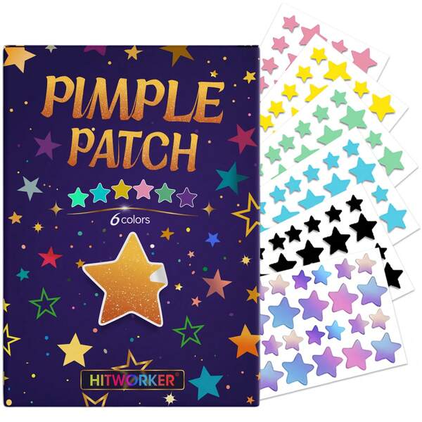 168 adesivos faciais com pedras preciosas em formato de estrela, adesivos eficazes para cobertura de acne facial, adequados para decoração de festas, presentes essenciais para cuidados com a pele