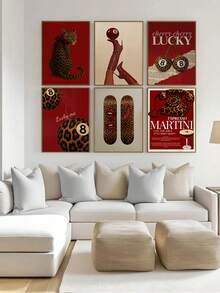 1 件复古少女墙面艺术海报，Y2K 时尚装饰，豹纹印花，美观的宿舍和公寓装饰，豹纹墙面艺术，无框 - 彩色 - 查看 4