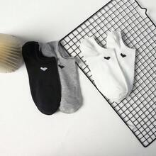 6 双男女款纯色心形图案短袜，柔软舒适，吸湿排汗，适合运动和休闲穿着 - 彩色 - 查看 1