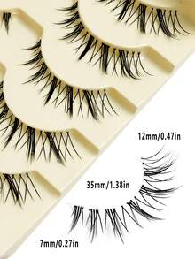 Asiteo 5 Pairs Manga Lashes Natural Look Eyelashes Cat Eye Lashes Cross Thick Mink Lashes Anime False Eyelashes Extension Makeup Tools Party Travel - Spiky Manga Lashes - View 5