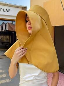 1 件装女士宽边太阳帽，涤纶纤维，非弹性，编织，防紫外线，夏季头巾，适合骑自行车和海滩，可洗 - 太阳帽 - 彩色 - 查看 10