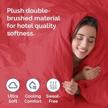 Cover Queen Size Set - Extra Soft Queen Size Duvet Cover 90 X 90 With 2 Pillow Shams - Hotel Luxury Easy Care And Fade Free W/ Zipper Closures & Ties - Breathable Bedding Set (Light Sage Green) - 27 - 紅色(無被子) - 查看 3
