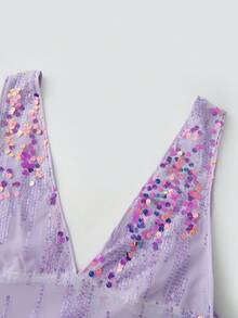 Women Y2K Sequin Tank Top Sparkly Sleeveless Deep V Neck Slim Fit Cami Crop Top Summer Backless Glitter Camisole Vests Shirts Party Club Going Out Tops Rave Outfits - 粉色 - 查看 7