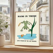 1pc Frameless Hang In There Motivation Frog Mental Health Wall Art Poster Canvas Print Positive Quote Therapy Counsellor Office Decor Painting For Dorm,Bedroom,School,Modern Home Decoration