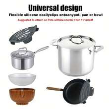 1 pieza Colador ajustable con clip - Apto para ollas y tazones, sin necesidad de electricidad - Ideal para escurrir pasta, verduras y frutas - Accesorio de colador portátil duradero y flexible para el hogar y la cocina de la autocaravana, un regalo imprescindible de herramientas de cocina para chefs en el hogar, almacenamiento ahorra espacio para organizadores de cocina, idea de regalo de cocina navideña