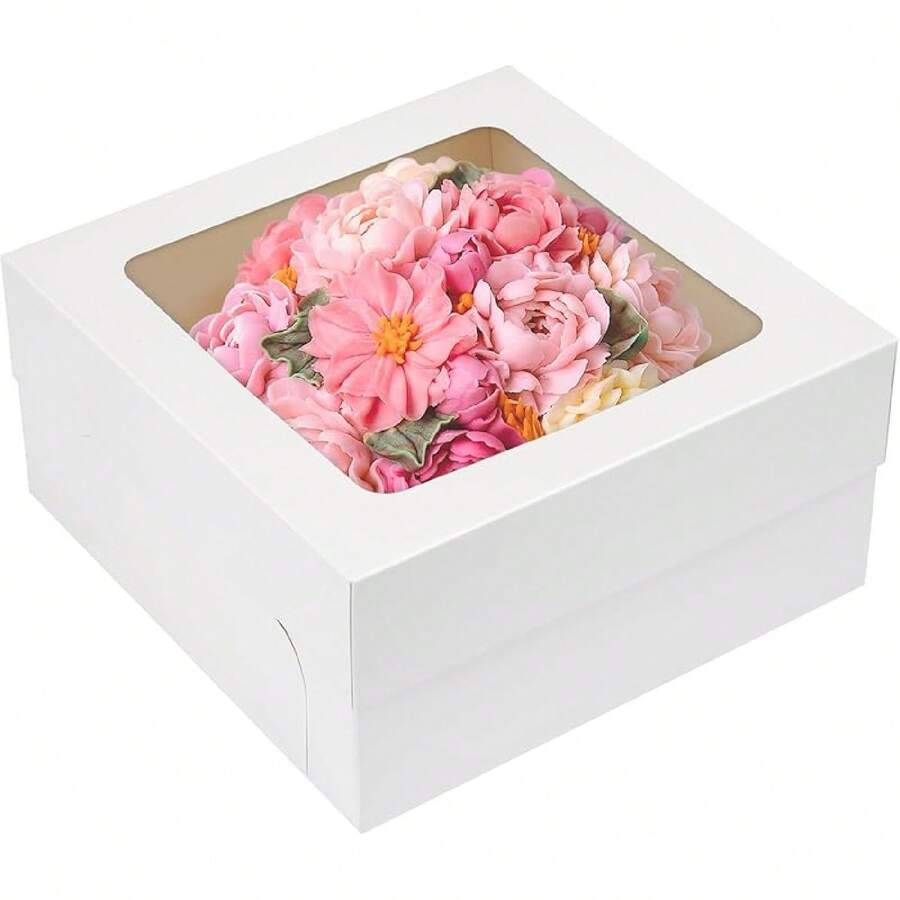 30pcs Cake Boxes, 12x12x6 Inch Square Bakery Boxes With Window Cajas Pasteles For Valentine's Day, Mother's Day, Pastries, Chocolates, Cookies, Pie, Birthday Party, Wedding, Easter-Hy - 15 Pack - View 1
