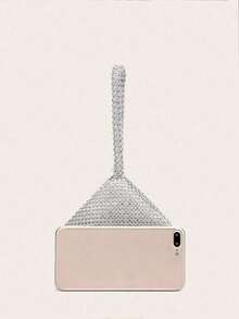 Lightweight, Business Casual Rhinestone Decor Bucket Bag Mini Drawstring Design, Clear Bag Faux Pearl Bag Evening Bag, Dinner Bag Glamorous, Elegant, Exquisite, Quiet Luxury Rhinestone For Party Girl, Woman, Bride Perfect For Party - Multicolor - View 9