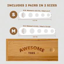 Awesome Toes Spacers & Separators, Fast Pain Relief From Hammertoe & Bunions, Two Pairs In Stylish Wooden Box, Latex-Rubber Toe Stretchers Used Walking, Running & Yoga Practice - Small & Medium Kit - View 9