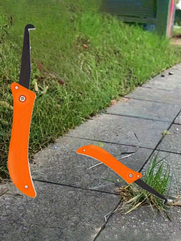 Heavy-Duty Metal Puller Tool – Durable, Lightweight & Foldable Garden Remover For Pathways And Lawns, No Batteries Required, Orange Handle With Rivets, Outdoor Removal Accessory, Pathway Maintenance | Sleek Design | Riveted Handle, Weeder Gardening Tool