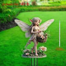 [2D Flat] 1pc Bohemian Style Angel Fairy Garden Stake, 5.91" X 7.87" Acrylic Garden Decor Sign, Waterproof And Scratch-Resistant, Multipurpose Indoor/Outdoor Decoration For Patio And Lawn, Suitable For Various Room Types, Ideal For New Year, Easter, St. Patrick's Day, Valentine's Day, No Electricity Required