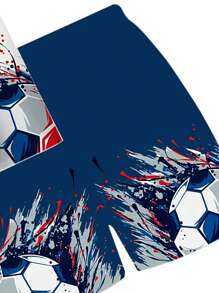 2pcs/Set Toddler/Little Boys' Casual 3D Football Print Loose Fit Round Neck T-Shirt And Shorts Outfit, Comfortable For Outdoor Sports & Running