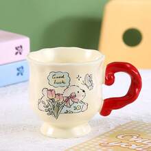 Tulip Puppy Ceramic Mug With Braided Handle, Cute Drinkware Cup For Couples, Coffee/Water Cup With Round Rim Back To School - Multiple Selection - View 5