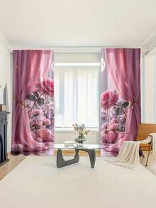 2 件卡通房间窗帘,涤纶客厅窗帘,卧室遮光窗帘,卧室装饰家居,卧室婚礼装饰风格,无需钻孔的遮光窗帘 - 彩色 - 查看 7