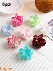 8pcs/4pcs New Cute Translucent Pink & Green Daisy Flower Hair Clips, Hair Claw, Sweet & Fresh, High-End, Suitable For Outfits, Parties, Travel Hair Jaw Clip Hair Clamps Hair Clutch Hair Catcher Clip