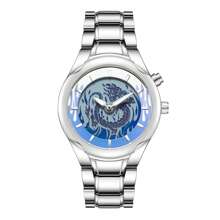 1 Stück Modische Herrenuhr - Retro Drachenmuster Zifferblatt, Zinklegierungs-Armband, Zeiger Fließen, exklusives Geschenk für ihn, passend für Männer jeden Alters und verschiedene Anlässe