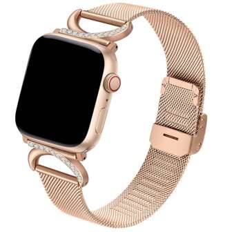 Slim Stainless Steel Watch Band Compatible 38mm 40mm 41mm 42mm 44mm 45mm 46mm 49mm - Women's Metal Bracelet Strap C-Shape Diamond Clasp Elegant Lightweight Comfortable - No Tool Needed Adjustable Design - Fits Series 1-10/SE/Ultra - 5.5-8.5 Inch (140-215mm) Wrist - Premium Replacement Band Accessories