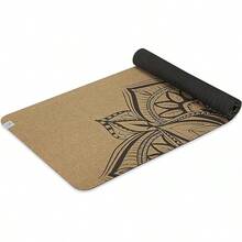 - Esterilla de yoga de corcho |   corcho resistente a gérmenes y olores |   Base de goma TPE noóxica |   para yoga caliente, pilates (68 pulgadas x 24 pulgadas x 5 mm de grosor) - Negro/Marrón - Ver 1