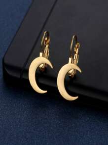 2pcs Simple Gold Smooth Crescent Earrings Creative Personalized Female Gift