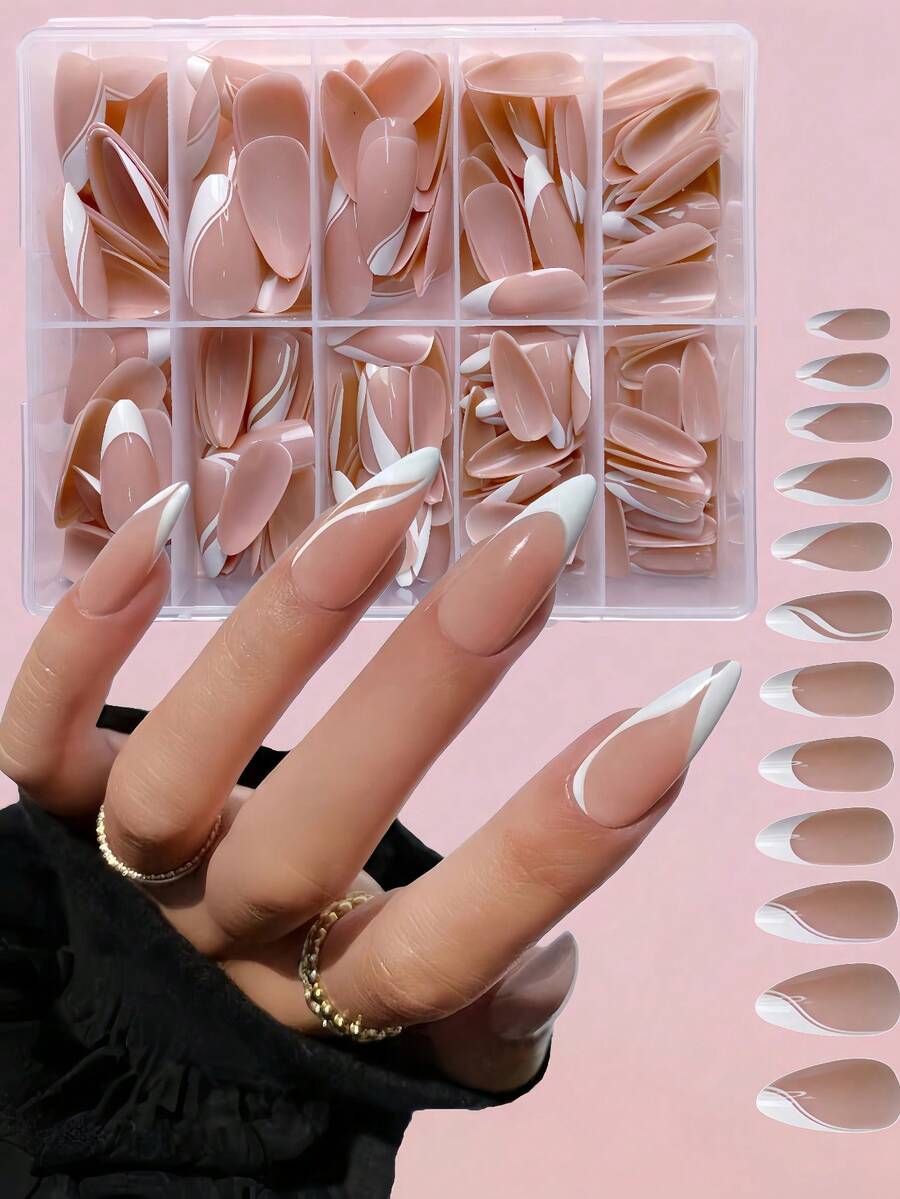 120pcs Press On Nails Almond Shape Press On Nails Young Girls Acrylic Nails Transparent Almond Nail Set Gift Creative Acrylic Nails - Multicolor - View 1