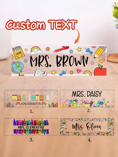 1 pieza Cartel de escritorio personalizado para maestros, bloque acrílico para maestros, placa de nombre de escritorio para maestros, regalos para maestros, placa acrílica para maestros, regalos para maestros, decoraciones de escritorio para maestros, regalos para maestros, regalos personalizados, decoraciones navideñas, con 11 estilos para elegir, útiles escolares, temporada de regreso a clases, para niños y niñas, multifuncional, ornamental, para negocios/trabajo/oficina, para la escuela