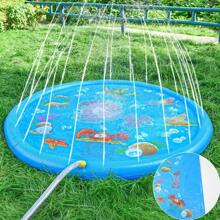 Blue Inflatable Splash Mat With Ocean Theme - PVC Outdoor Water Spray Mat For Lawn Play, Durable And Easy To Inflate, Perfect For Summer Fun, Splash Play Mat|Fun Inflatable Mat|Durable PVC Mat, Water Sprinkler For Outdoor