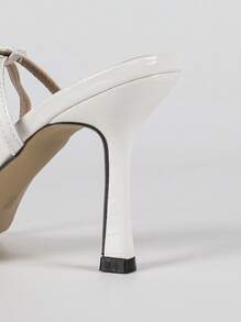 Women's Sexy Celebrity Style High Heel Sandals, 9cm Heel Height, Peep Toe, Ankle Strap, Lace Up, White, Spring/Summer, Party/Wedding, Elegant (Stone Textured Asymmetric Pattern)