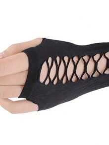 2 Stücke/ 1 Paar Damen Gothic Schwarz Dekorative Langarm Steampunk Handschuhe Halloween Handschuhe